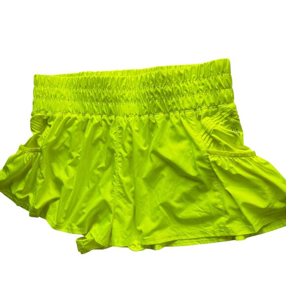 FP Movement The Way Home Shorts Neon Yellow Large Lined Active Running Gym - Picture 4 of 13